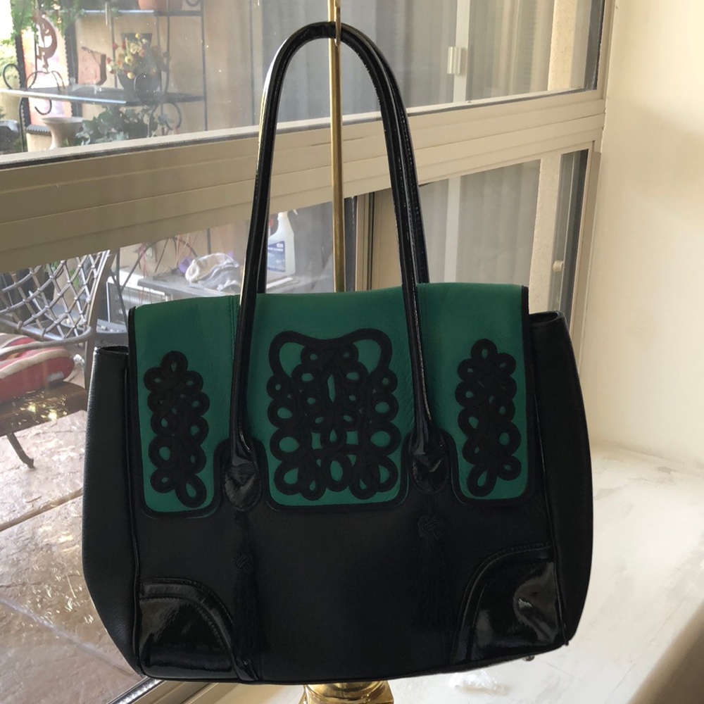 Frosting By Mary Norton Black Leather Satchel
